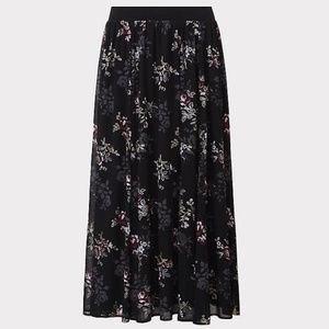 BLACK FLORAL CHIFFON MAXI SKIRT